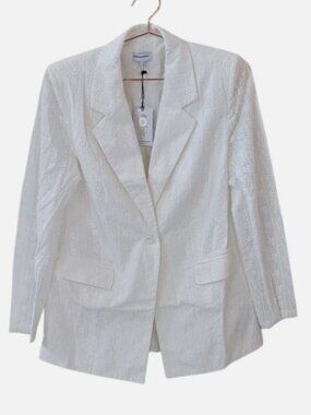 NWT WeWoreWhat Women's White Cotton Eyelet Blazer Shoulder Pads Size M